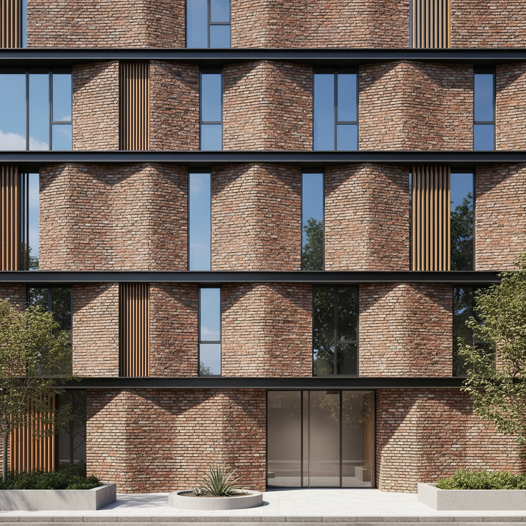 نمای آجری مدرن با چیدمان خلاقانه