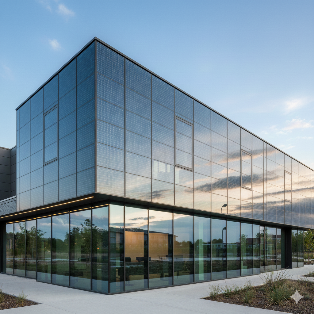 bipv-integrated-facade - نمای ساختمانی با پانلهای خورشیدی