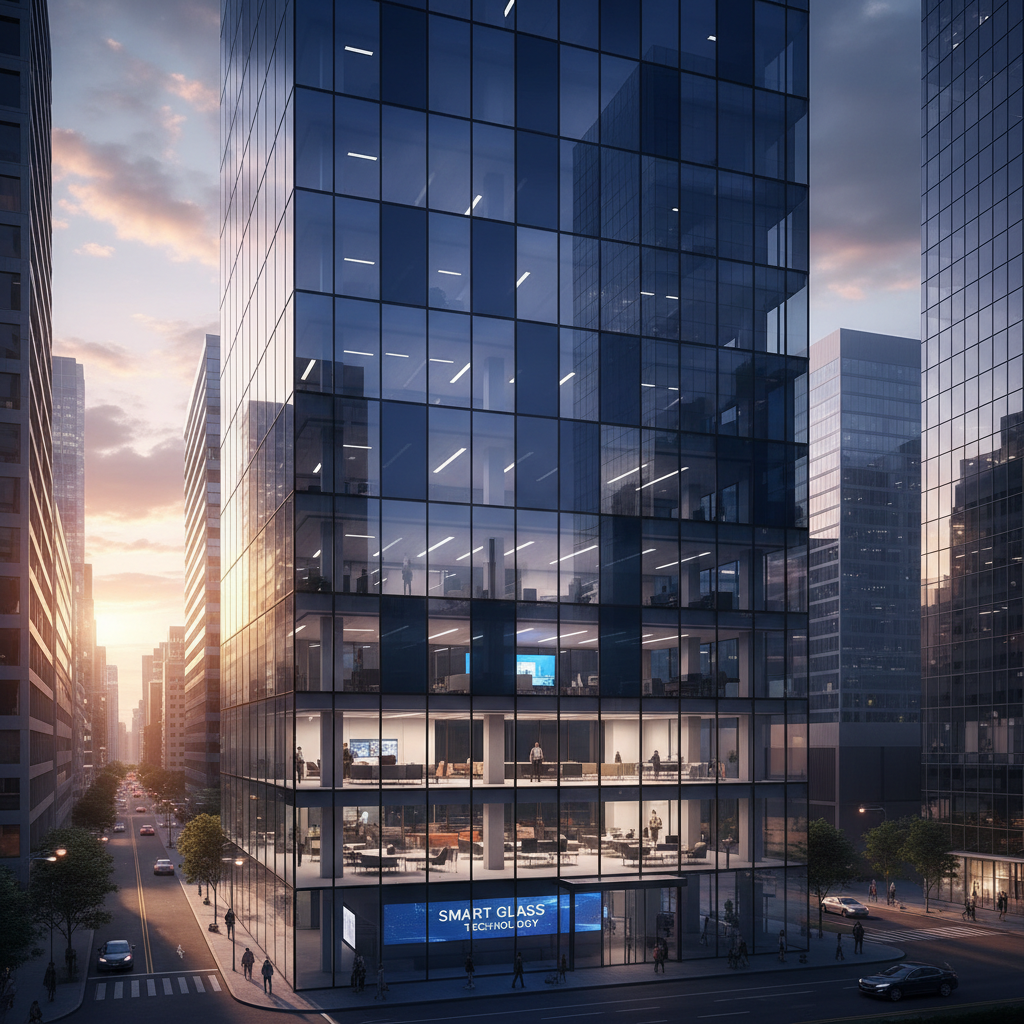 smart-responsive-facade- شیشه الکتروکرومیک در حالتهای