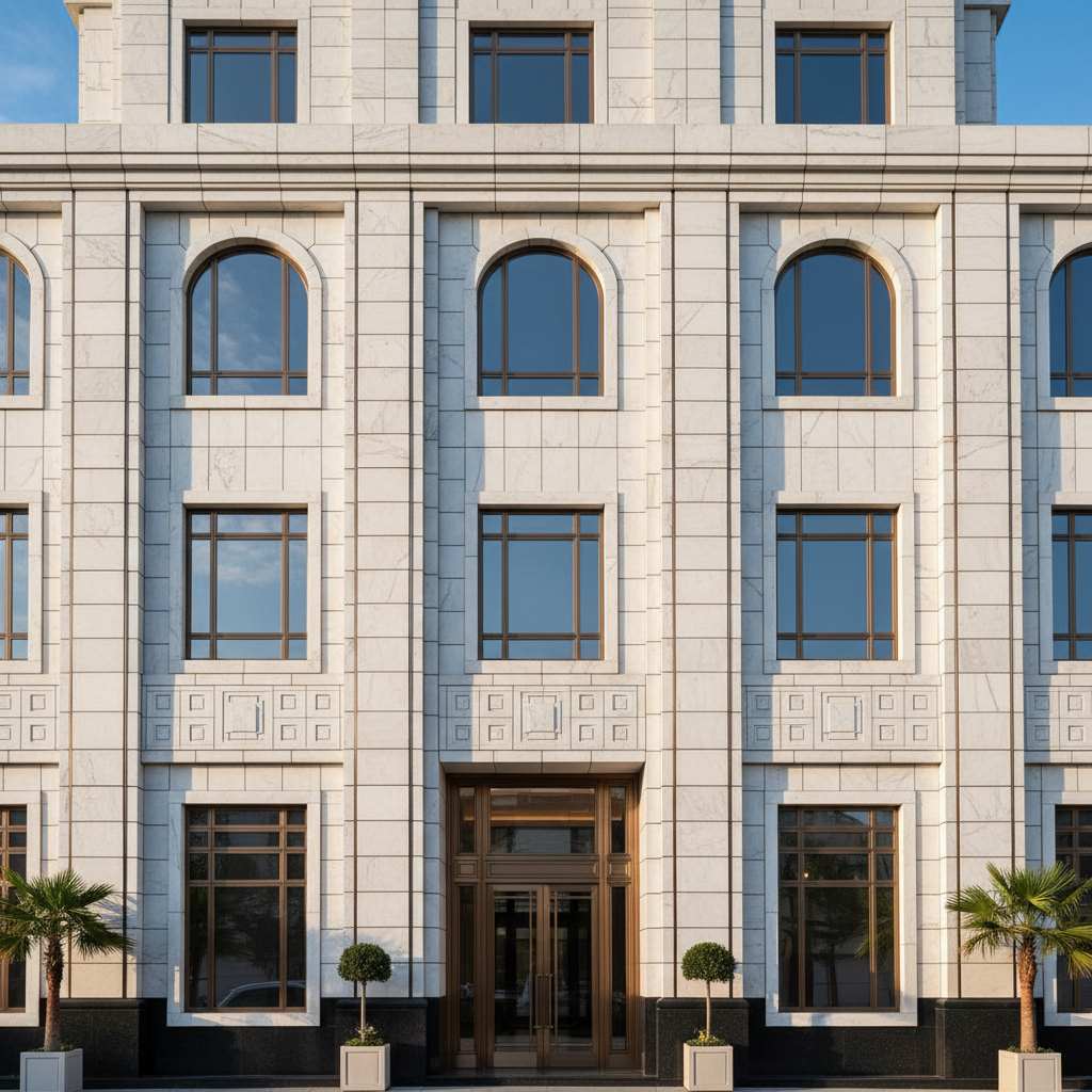 [تصویر: نمای لوکس با مرمر - Luxury marble facade]